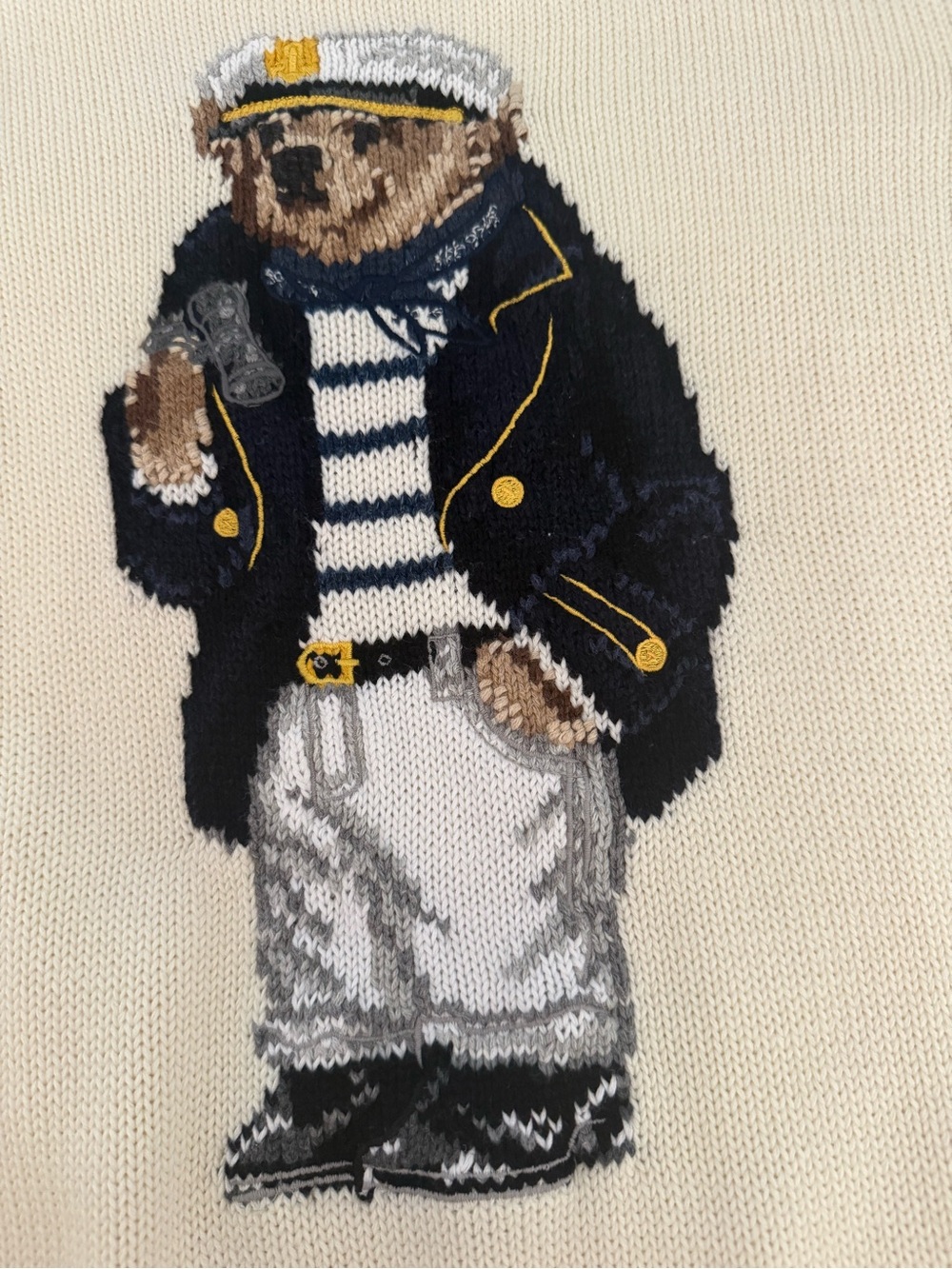 Polo by Ralph Lauren White Captain Bear Intarsia Crewneck Sweater❗️ - Picture 2 of 15